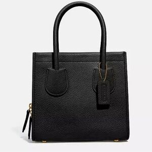 COACH CASHIN 22 GREAT CONDITION Black PEBBLED LEATHER Handbag w/detachable strap